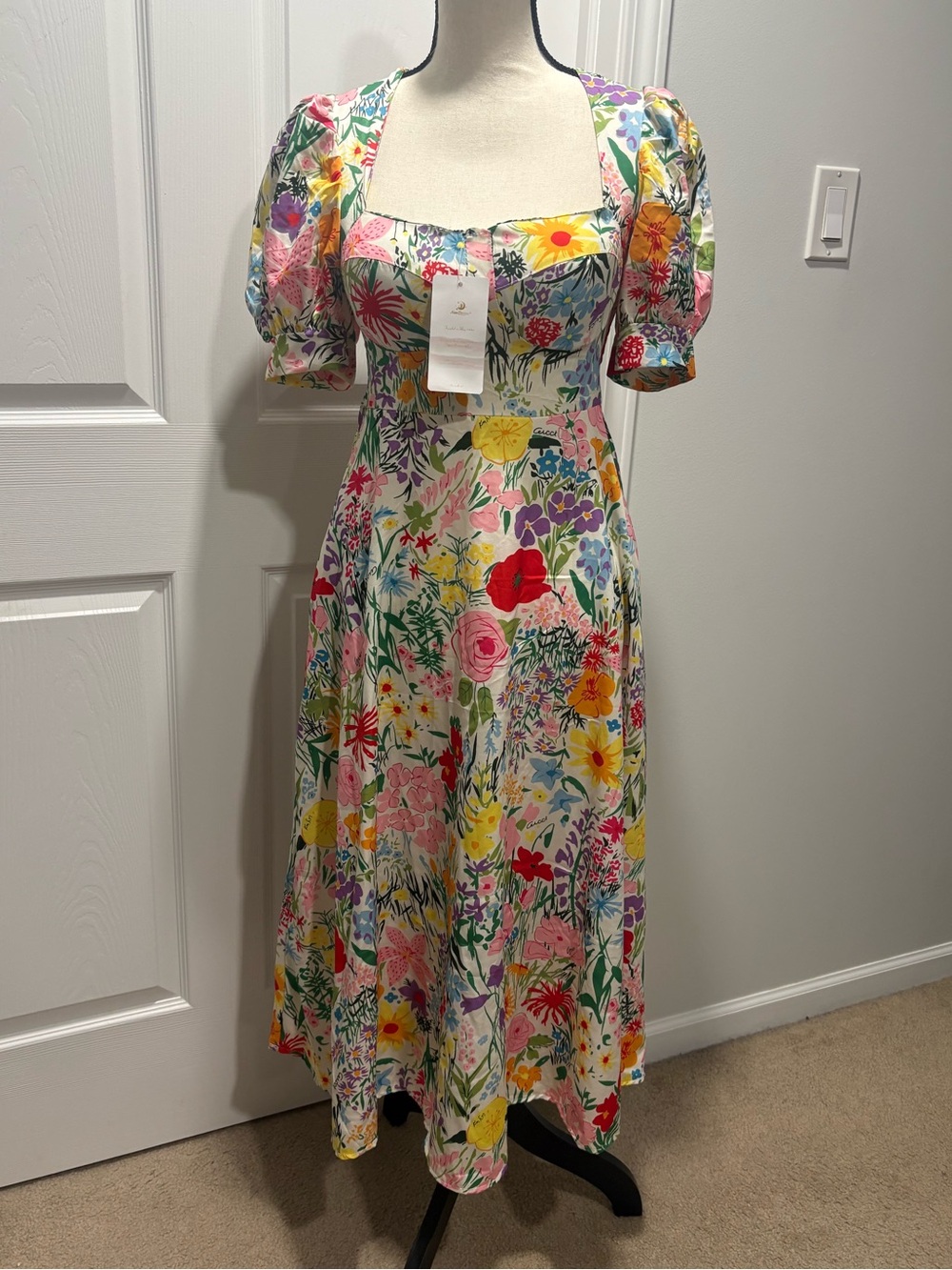 Spring Summer Floral Flowy Midi Dress